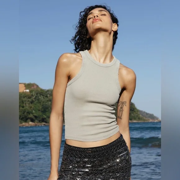 ZARA Washed Rib Tank Top - Picture 4 of 12